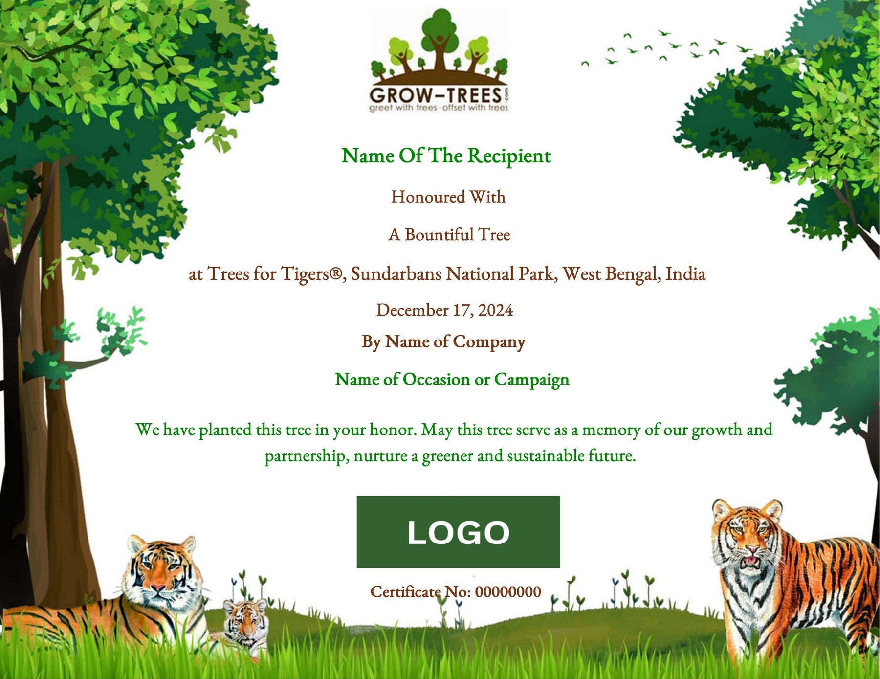 Sample Grow-Trees Impact Certificate